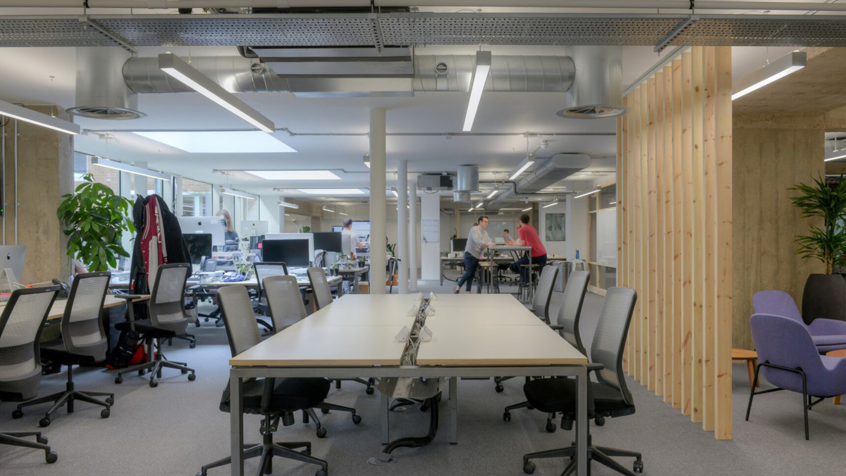 Various Workstories S30 Mesh Back Office Chairs Black Grey Stripes Upholstery At Desks White Finish Office Environment