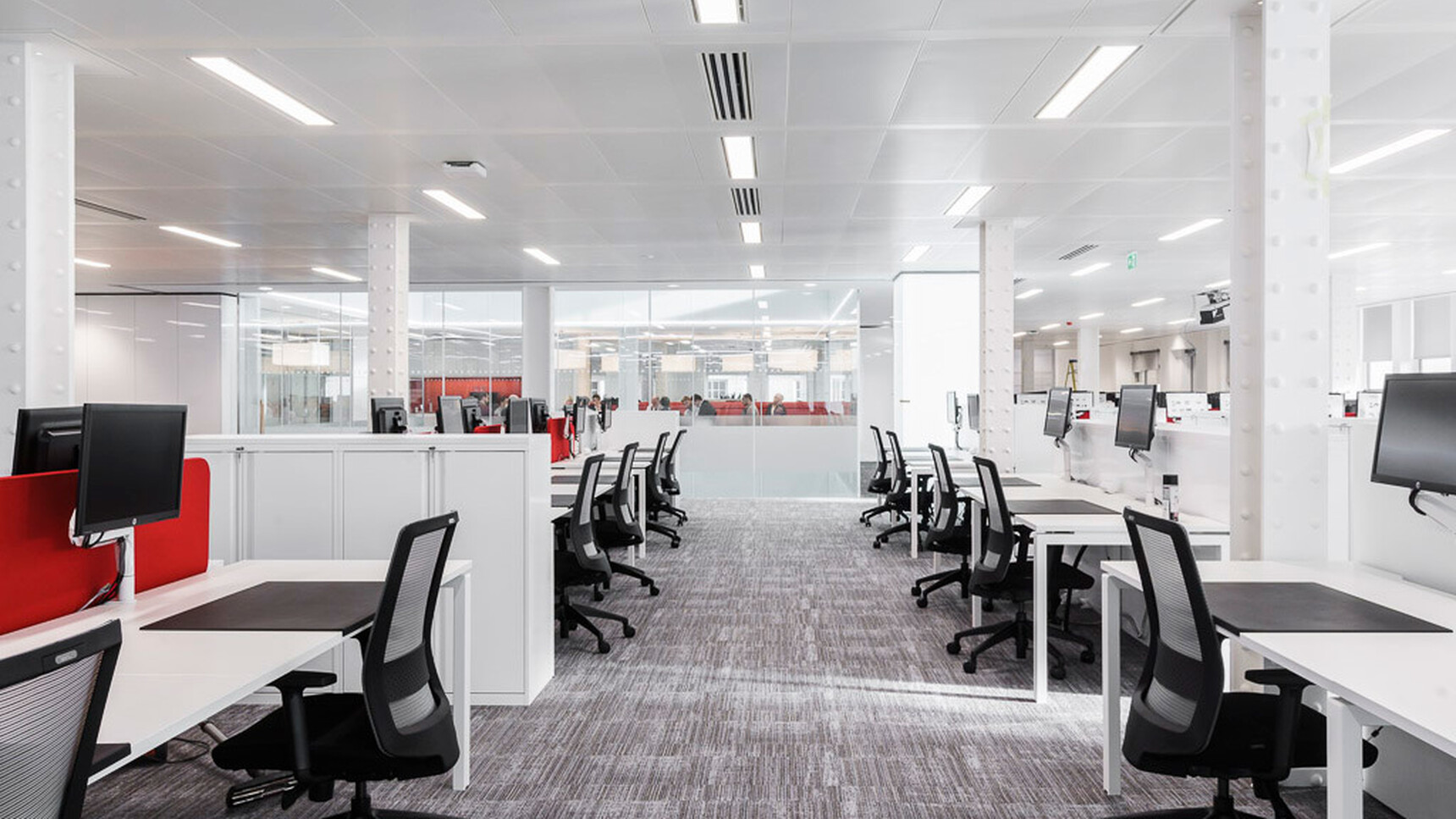 Eleven Workstories S30 Mesh Back Office Chairs Black Grey Stripes Upholstery At Desks White Finish