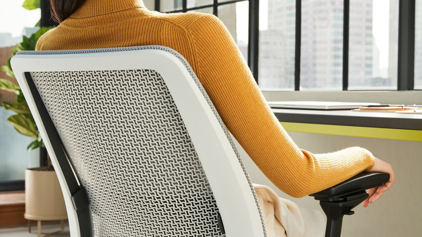 Steelcase Series 2  AirBack 3D Mircoknit Upholstery Seagull Frame Detail Image