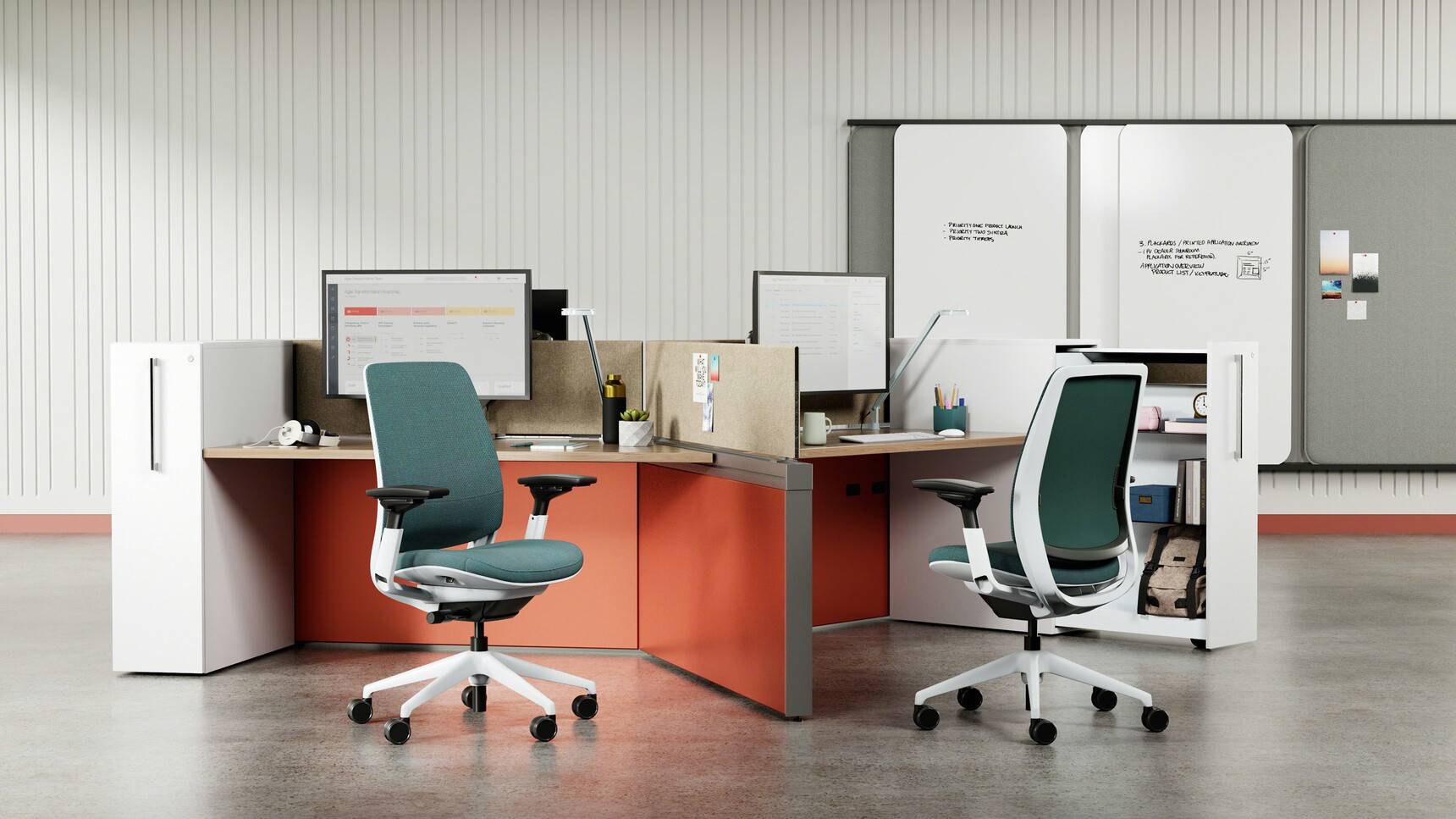 Two Series Series 2 With Green Upholstery With Seagull Frame At Desks