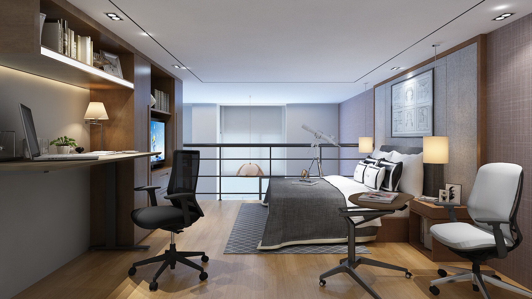 Okamura Portone High Back Office Chair At Height Adjustable Desk In Bedroom