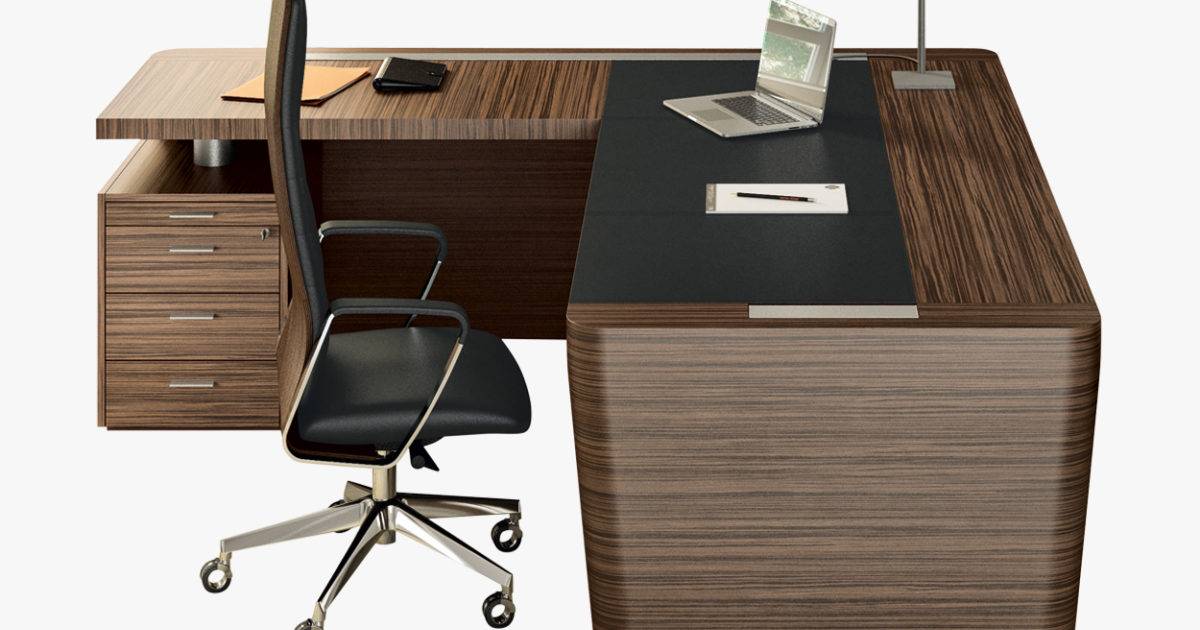 Quadrifoglio X10 Wood Veneer Desk with Leather Inlay,… Hunts Office