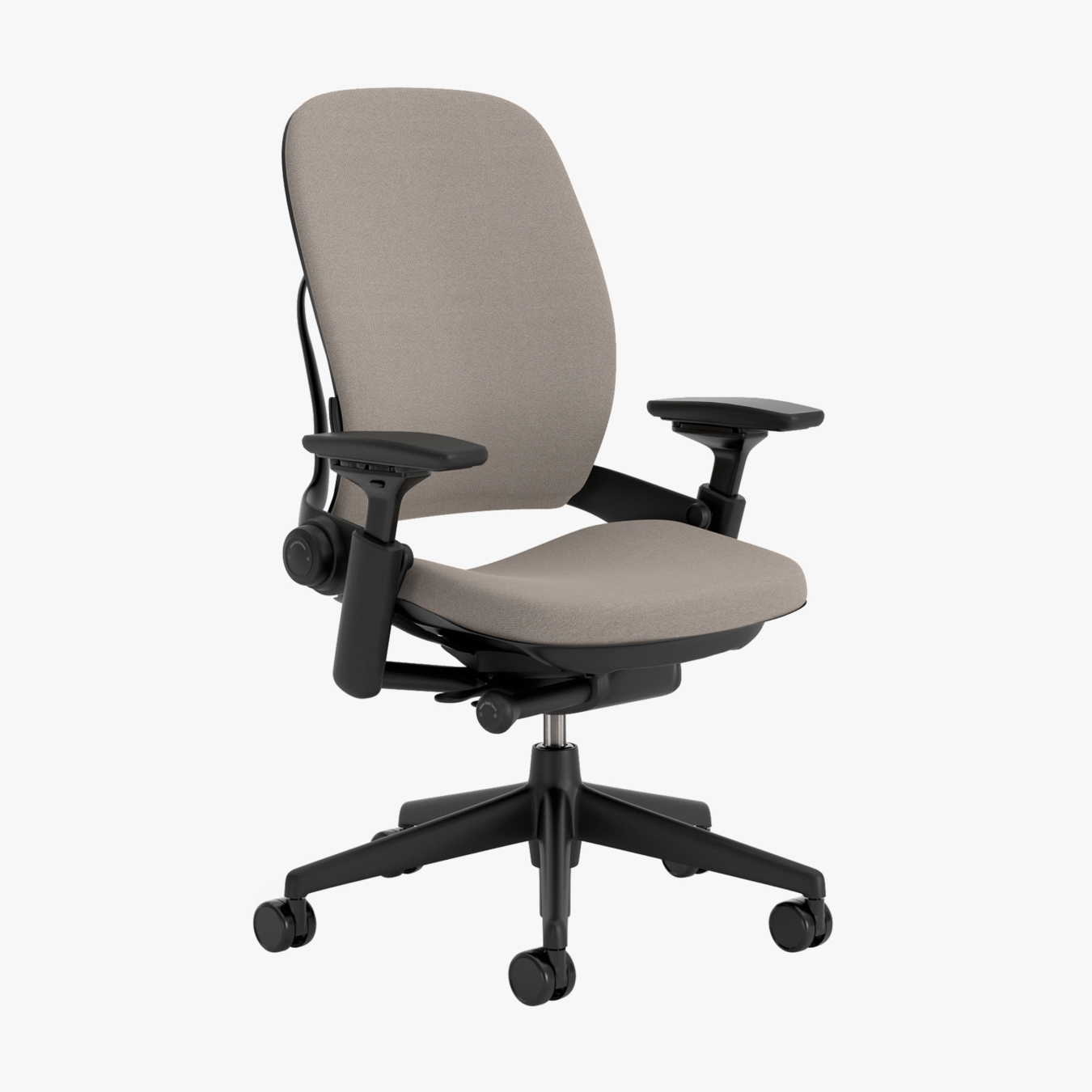 Steelcase Leap V2 Upholstered Office Chair Era Truffle Fabric Black Frame And Base Polished Gas Pin Front Quarter Angle ?v=1680793440