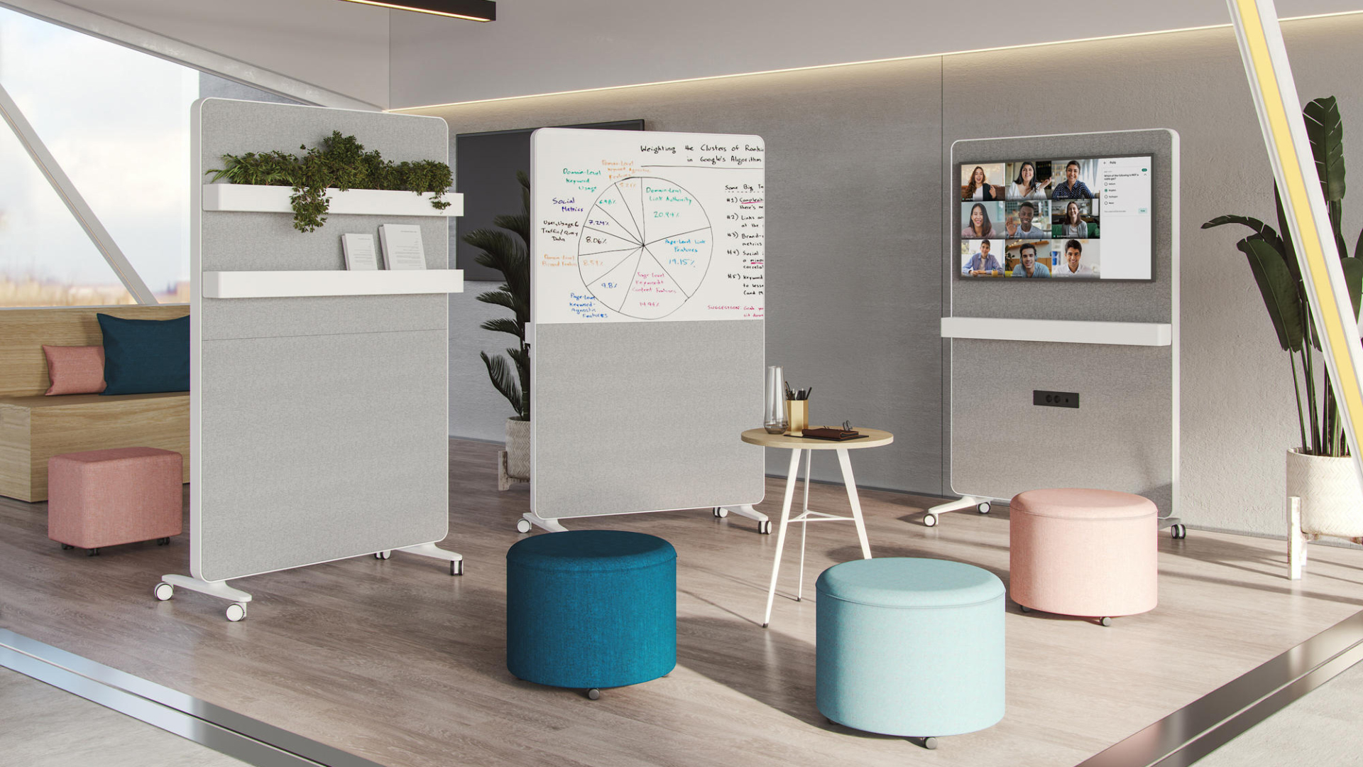 Actiu Caddy 500 Tech Whiteboard Panel & Media Unit Hunts Office